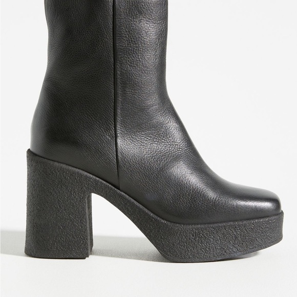 Seychelles Shoes - Seychelles Black Platform Block-Heel Leather Boots